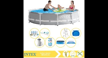 Intex Prism Frame Zwembad - Opzetzwembad - 366x76 cm - Inclusief Afdekzeil, Onderhoudspakket, Filter, Grondzeil, Onderhoudsset, Trap en Voetenbad