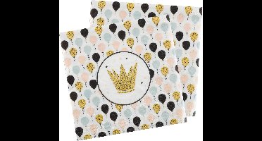 Santex feest servetten - ballon - 40x stuks - 33 x 33 cm - papier - goud/zwart