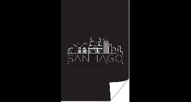 Poster Skyline "Santiago" zwart op wit - 20x30 cm