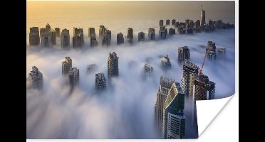 Poster Dubai Marina verhuld in de ochtendmist - 30x20 cm