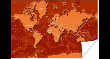Poster Wereldkaart - Trendy - Roest - 30x20 cm