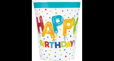 Haza Original Feestbekers Happy Balloon Birthday 25cl 8 Stuks