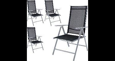 Casaria 4 Tuinstoelen - Inklapbaar Aluminium Verstelbaar - Zilver