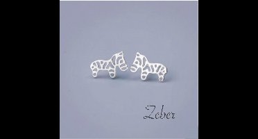 Gading® Oorknopjes zilver - meisje dames Oorknoppen  7mm - 10mm -Zebra- zilver 925