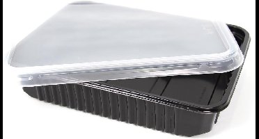 44 stuks - Maaltijdbak met deksel - zwart - 1vaks - 500cc