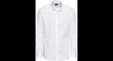OLYMP Level 5 body fit overhemd - wit met diamant structuur - Strijkvriendelijk - Boordmaat: 44