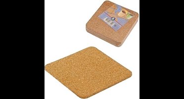 Onderzetters kurk 6-delig 9x9cm