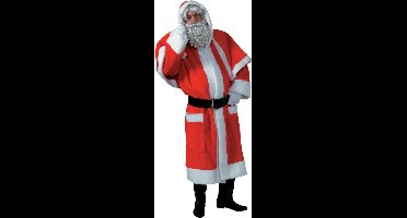 Kerstman pluche mantel met kraag, muts en riem one size