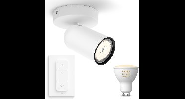 Philips Hue Pongee Opbouwspot (Wit) - Warm tot Koelwit Licht - Incl. Hue Dimmer Switch - Wandspot of Plafondspot met 1 Lichtpunt - GU10 - Hue White Ambiance