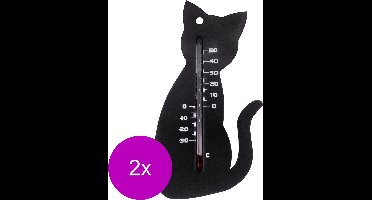 Nature Muurthermometer - Kat - Thermometer - 2 x Zwart