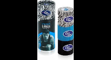 My CureTape® Safari Stripes - kinesiotape - koker met 3 rollen 5cm x 2,5m - Zebra, zwart en blauw - Kinesiotape - FysioTape - elastische tape ideaal voor sporters voor het behandelen van blessures en klachten