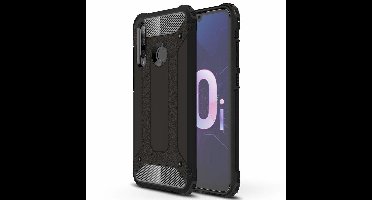 Ntech Hoesje Geschikt voor Huawei P Smart Plus (2018) Dual layer Armor Hoesje - Zwart