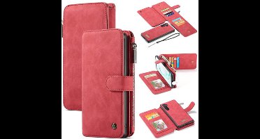 caseme - Hoesje geschikt voor Samsung Galaxy Note 10 - wallet book case met ritssluiting - rood