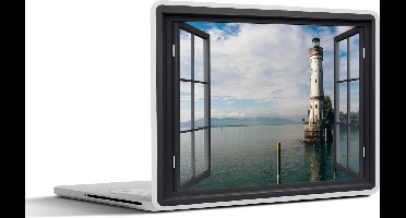 Laptop sticker - 14 inch - Doorkijk - Water - Vuurtoren - 32x5x23x5cm - Laptopstickers - Laptop skin - Cover