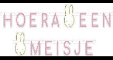 Letterslinger Nijntje baby roze - Hoera een meisje.