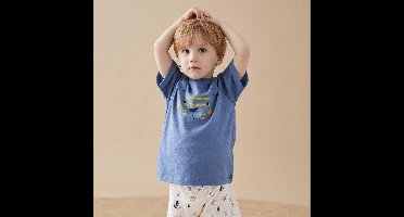 Noukie's - Pyjama - Jongens - Petrol blauw - Dieren - Zomer - Kort - 3jaar 98