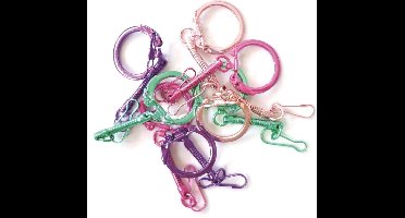 Graine Creative metalen sleutelringen 2,5 cm gekleurd 10 stuks sleutelhanger.