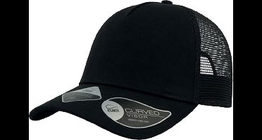 Atlantis Unisex Rapper Gerecycled Polyester 5 Panel Trucker Cap (Zwart/Zwart)