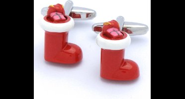 Manchetknopen - Kerstsok Rood