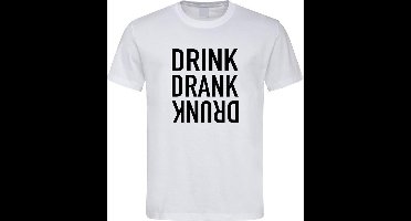 Wit Fun T-Shirt met “ Drink. Drank, Drunk “ print Zwart  Size S