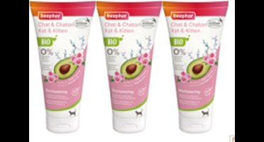 3x Beaphar Bio Shampoo voor kat en kitten - Vachtverzorging - 200ml