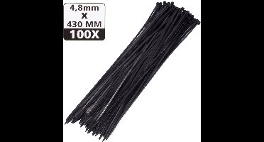 Tie-wraps 430 x 4,5mm / zwart - UV resistent (100 stuks)