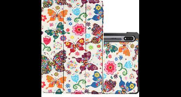 Hoes - Geschikt voor Samsung Galaxy Tab S8 Plus - Dun & Stevig - Trifold Bookcase - Hard Cover - Hardcover Book Case - Tablet Hoesje - Vlinders