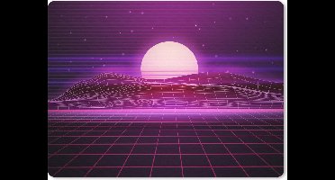 Muismat XXL 80x60 cm - Bureau onderlegger - Bureau mat Gaming - Neon - Retro - Paars - Zon - Gamen - Bureaumat - Gaming mousepad xl - Bureaulegger groot - Computer deskmat - Geschikt voor Gaming Muis en Gaming PC set