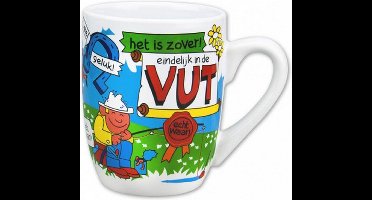 mok cartoon-stijl vut keramiek 325 ml geel/wit