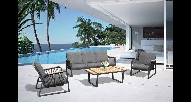 SenS-Line - Robinson Aluminium Teak Loungeset - Zwart