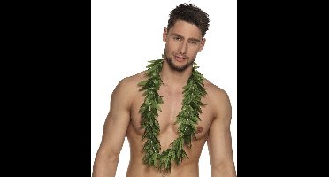 Boland Hawaii slinger - 2x - groen - hawaii krans - cannabis bladeren - hawaii ketting