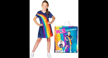 K3 verkleedkleding - Regenboogjurkje blauw 3/5 jaar - maat 116