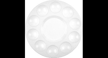 Kangaro schilderspalet - rond 17 cm - wit kunststof - 10 vakjes - K-830102