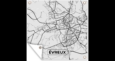 Tuinposters Kaart – Stadskaart – Frankrijk - Évreux - Plattegrond - 50x50 cm - Tuindoek
