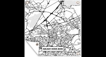 Tuinposters Plattegrond - Kaart - Aulnay-sous-Bois - Frankrijk - Stadskaart - Zwart wit - 50x50 cm - Tuindoek