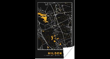 Poster Duitsland – Black and Gold – Hilden – Stadskaart – Kaart – Plattegrond - 20x30 cm