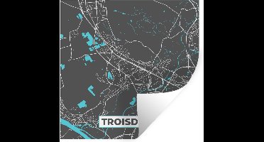 Muurstickers - Sticker Folie - Troisdorf – Stadskaart – Blauw – Plattegrond – Stadskaart – Kaart - Duitsland - 30x30 cm - Plakfolie - Muurstickers Kinderkamer - Zelfklevend Behang - Zelfklevend behangpapier - Stickerfolie