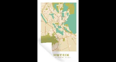 Muurstickers - Sticker Folie - Vintage - Stadskaart - Schwerin - Plattegrond - Kaart - 20x30 cm - Plakfolie - Muurstickers Kinderkamer - Zelfklevend Behang - Zelfklevend behangpapier - Stickerfolie