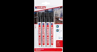 Edding permanent marker 3300 blister met 4 stuks, zwart 10 stuks