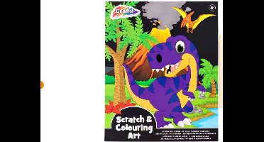 Scratch en colouring art - Kras en kleurboek -  Dino