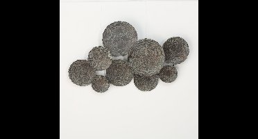 Wanddecoratie Shakira - Metalen Schalen - Grijs met Goud - 73x114cm