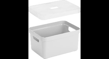 Sunware Opbergboxes - manden - 4x stuks - wit - 5 liter - kunststof - transparante deksel - 25 x 18 x 12 cm