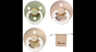 Bibs fopspenen Maat 1 0-6 maanden| Set 3 stuks| Glow Sage, Vanilla, Blush + Monkiezz speenzakje