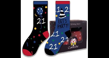 Witbaard Cadeausokken 21 Jaar Polykatoen Blauw/rood 2-delig