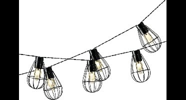 2x stuks ijzeren solar tuinverlichting lichtsnoer 8 lampjes 350 cm - Buiten verlichting op zonne-energie - LED lampjes