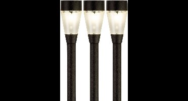 Lumineo Jive solar verlichting - 3x - buitenlamp/tuinlamp - LED - 32 cm