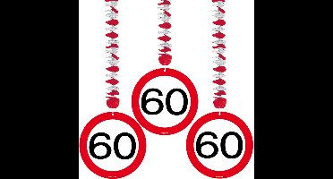 Folat 60 jaar verjaardag versiering - 9x stuks - rotorspiralen - verkeersbord thema