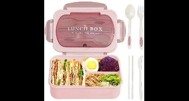 S&E Lekvrije Bento Lunchbox Set met Bestek - Roze