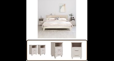 vidaXL Nachtkastjes HAMAR - Set van 2 - Wit Hout Nachtkast - Nachtkastje - Sidetable - Salontafel - Kamerinrichting