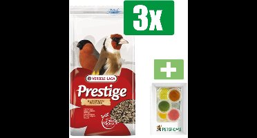 Versele-Laga Prestige Vogelvoer - Inlandse wildzang - 1 KG - 3 Zakken - Inclusief 6 stuks PetsHome Fruitkuipjes